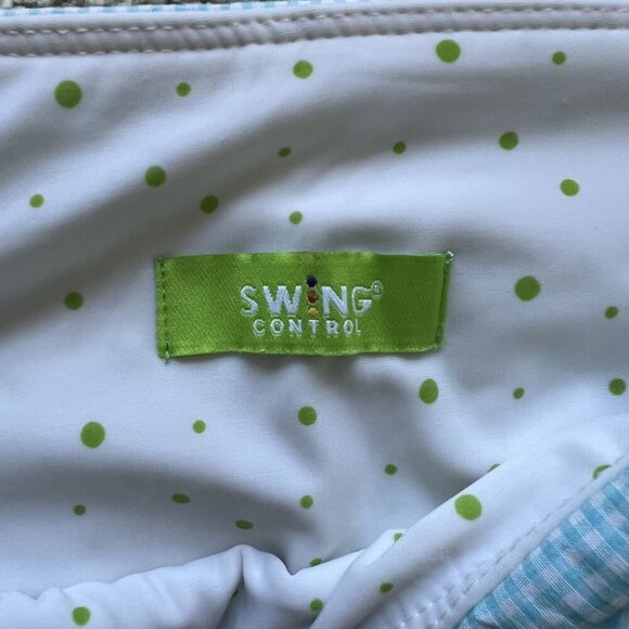 Swing Control Women 4 Gingham Pants Blue White Golf Preppy Made In Canada Office - Picture 10 of 15